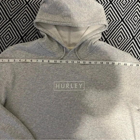 Hurley Light Gray Pullover Hoodie with White Logo - Picture 7 of 8